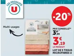 Super U U - lot de 5 tissus microfibres offre