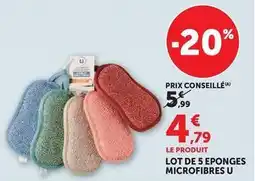 Super U U - lot de 5 eponges microfibres offre