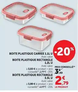 Super U U - boite plastique carree 1.1l offre