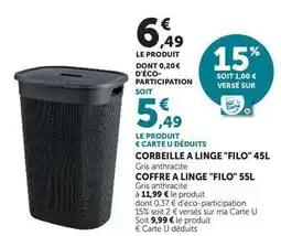 Super U U - corbeille a linge filo 45l offre