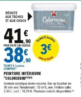 E.Leclerc Brico Peinture Intérieure "Colorissim" offre