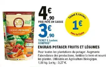 E.Leclerc Brico Engrais Potager Fruits et Légumes offre