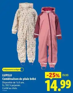 Lidl Lupilu - combinaison de pluie bébé offre