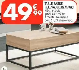 La Foir'Fouille Table basse relevable memphis offre