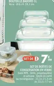 La Foir'Fouille Set de boîtes de conservation en verre offre
