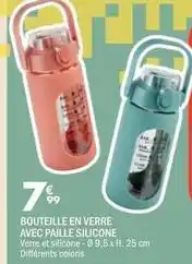 La Foir'Fouille Bouteille en verre avec paille silicone offre