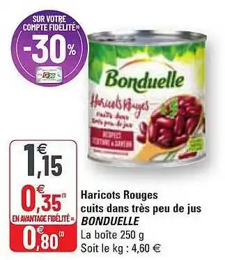 G20 Haricots Rouges Cuits Dans Très Peu De Jus Bonduelle offre