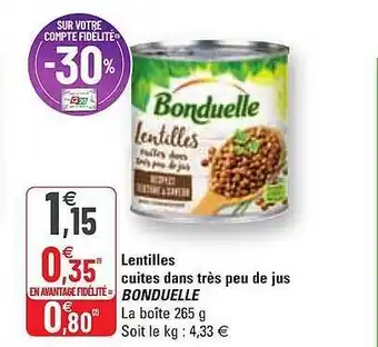 G20 Lentilles Cuites Dans Très Peu De Jus Bonduelle offre