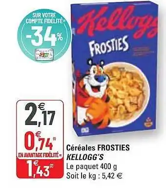 G20 Céréales Frosties Kellogg's offre