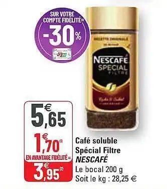 G20 Café Soluble Spécial Filtre Nescafé offre