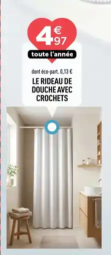 Centrakor Le rideau de douche avec crochets offre