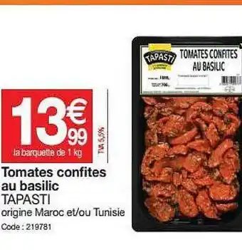 Promocash Tomates Confites Au Basilic Tapasti offre
