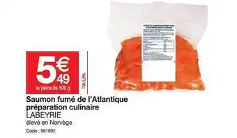 Promocash Saumon Fumé De L'atltantique Préparation Culinaire Labeyrie offre