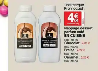 Promocash Nappage Dessert Parfum Café offre