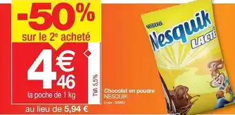 Promocash Chocolat En Poudre Nesquik -50% Sur Le 2e Acheté offre