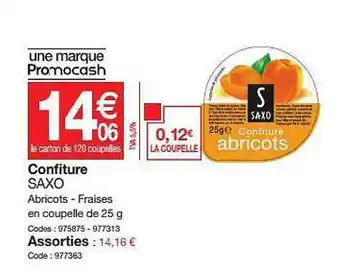 Promocash Confiture Saxo offre