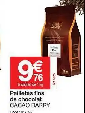 Promocash Pailletés Fins De Chocolat Cacao Barry offre