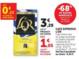 Bi1 L'OR CAFE ESPRESSO offre