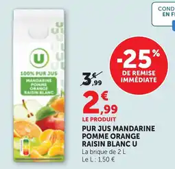 Bi1 U PUR JUS MANDARINE POMME ORANGE RAISIN BLANC offre