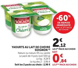 Bi1 SOIGNON Yaourts au lait de chèvre offre