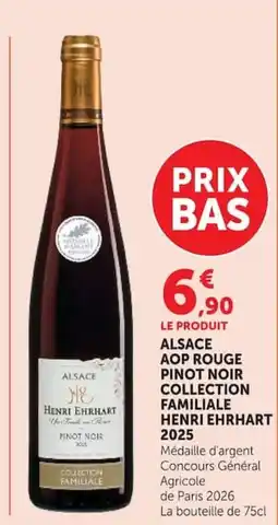 Super U HENRI EHRHART ALSACE AOP ROUGE PINOT NOIR COLLECTION FAMILIALE offre