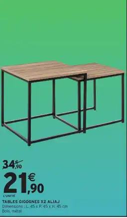 Intermarché Hyper ALIAJ Tables gigognes x2 offre