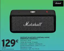 Intermarché Hyper Marshall ENCEINTE BLUETOOTH PORTABLE NOIRE EMBERTON II offre