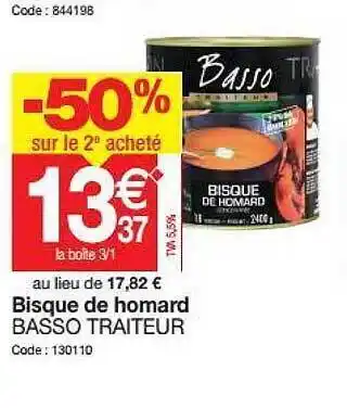 Promocash Bisque De Homard Basso Traiteur offre