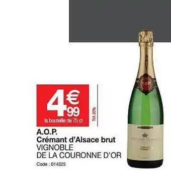 Promocash A.o.p. Crémant D'alsace Brut Vignoble De La Couronne D'or offre