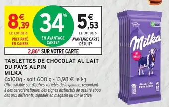 Milka Tablettes de chocolat au lait