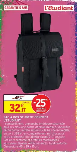 Intermarché Hyper l'Etudiant SAC À DOS STUDENT CONNECT offre