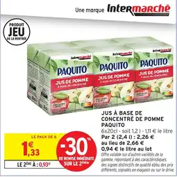 Intermarché Hyper PAQUITO JUS DE POMME offre