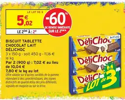 Intermarché Hyper DéliChoc Biscuit tablette chocolat lait offre