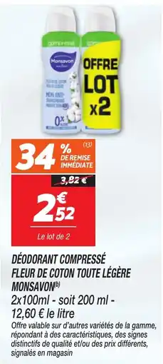 Netto Monsavon Déodorant compressé offre