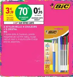 Intermarché Bic 2 stylos-bille 4 couleurs + 5 cristal offre