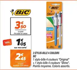 Netto BIC 2 STYLOS-BILLE 4 COULEURS offre