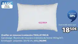 JYSK TROLLKYRKJA Oreiller en mousse à mémoire offre