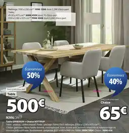 JYSK ROYAL OAK Table GRIBSKOV + Chaise SOTTRUP offre