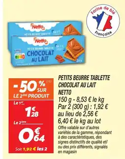 Netto Netto PETITS BEURRE TABLETTE CHOCOLAT AU LAIT offre