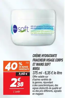 Netto NIVEA Crème hydratante fraîcheur visage corps et mains soft offre