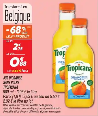 Tropicana Jus d'orange sans pulpe