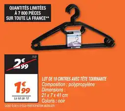 Netto LOT DE 10 CINTRES AVEC TÊTE TOURNANTE offre