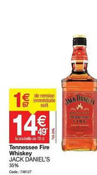 Promocash Tennesse Fire Whiskey Jack Daniel's offre