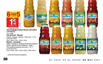 Promocash Jus D'orange à Base De Jus Concentré Caraïbos Jus De Fruit Nectar Nectar Cocktail offre