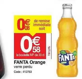 Promocash Fanta Orange Verre Perdu offre