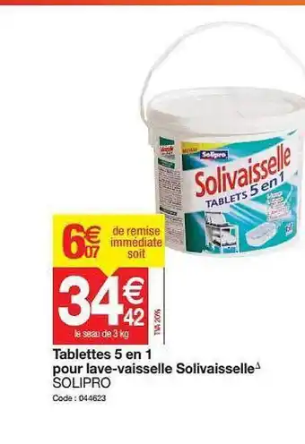 Promocash Tablettes 5 En 1 Pour Lave-vaisselle Solivaisselle Solipro offre