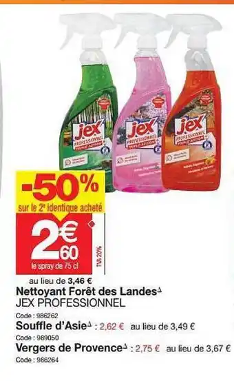 Promocash Nettoyant Forêt Des Landes Jex Professionel -50% Sur Le 2e Identique Acheté offre