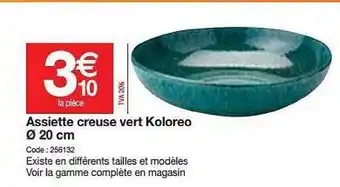 Promocash Assiette Creuse Vert Koloreo Ǿ 20 Cm offre