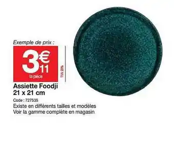 Promocash Assiette Foodji 21 X 21 Cm offre