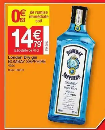 Promocash London Dry Gin Bombay Sapphire offre